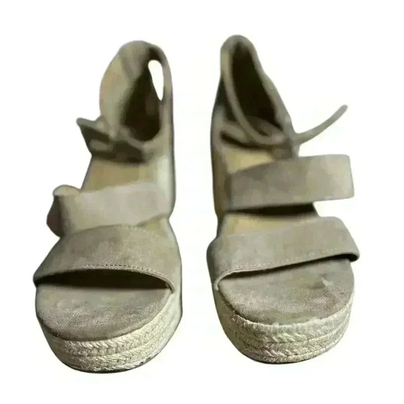 Hot tomato 9.5 wedge sandals Open Toed Camel Swede - Picture 6 of 12